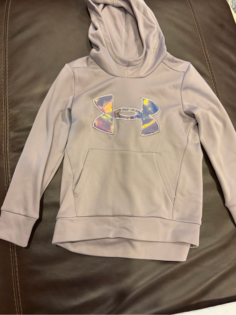 Under Armour Girls' Light Lavender Hoodie with Iridescent Logo